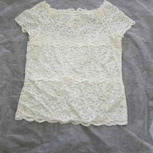 Wishlist Coquette Victorian Balletcore  Layered Lace Ivory Top